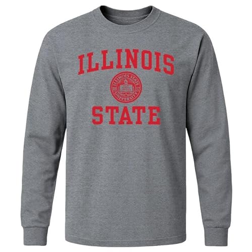 Barnesmith Illinois State University Redbirds Long Sleeve Adult Unisex T-Shirt, Heritage, Charcoal Heather, XX-Large
