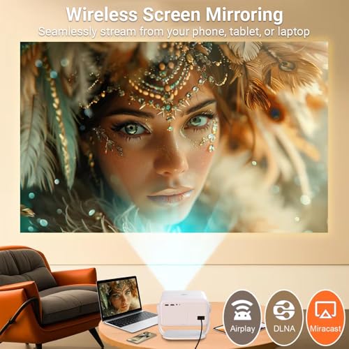 Image of XElectron Luminex Whale TV Projector 4k Ultra HD, Netflix, Prime, 1080p Native, Android 13, WiFi, 16000 Lumens, Smart Mini Projector for Room, Portable Home Cinema, Built-in Apps, 250 inch Display