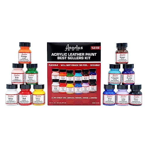 Angelus Leather Paint Starter Kit Set Of 12 1 Ounce Bottles #TOP1