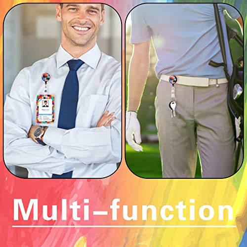 Pafuwei Id Badge Holder With Retractable Lanyard, Puzzle Rainbow Badge Holder With Clip Breakaway Lanyards Cute Badge Reel With Id Holder For Nurse Teacher Autism Awareness Gifts #TOP5