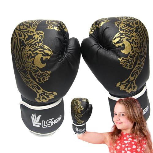 Guanti da boxe per muay thai, guanti da boxe stampati con tigre, guanti da boxe per adulti, donne, uomini, unisex, guanti da boxe in pelle PU, guanti protettivi sportivi
