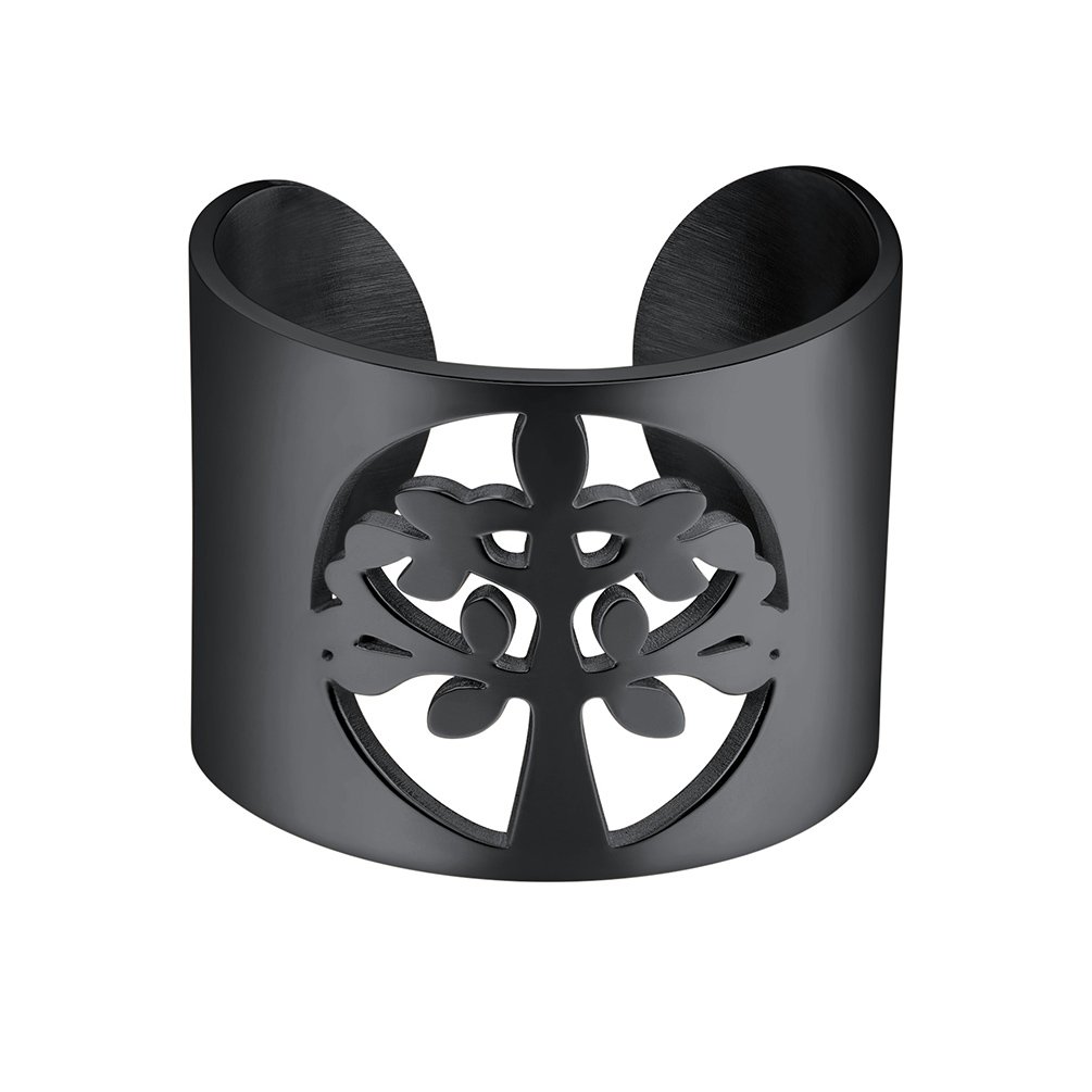 PROSTEEL Anillo de Arbol de Vida Hueca Ajustable de Acero Inoxidable para Hombre, Dorado/Negro/Plateado