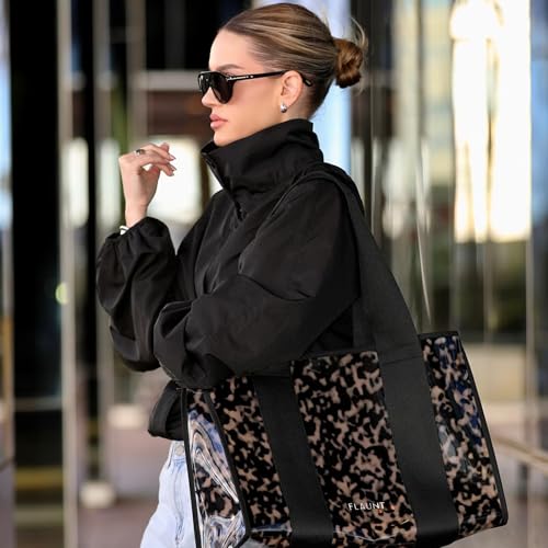 FLAUNT Everyday Tote Bag with Phone Pouch for Women - Lightweight, Airline Approved, Easy To Carry, Foldable & Washable - Large Tote Bag for Errands, Workouts, Work & More - Blonde Faux Tortoise Shell by FLAUNT - Image 2