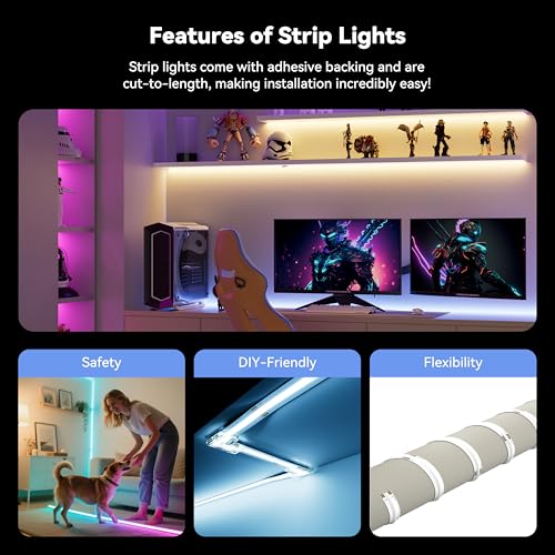 Image of MIWISE RGB COB LED Strip Light 9.84ft /3m,Color Changing Dimmable Strip Light DC24V,Compatible with Alexa /Google Assistant /Tuya Multicolor Flexible Tape Light,for TV,Bedroom,Party DIY Decoration