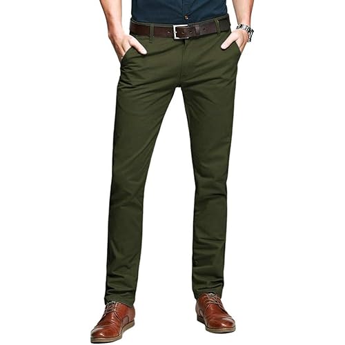 OCHENTA Mens Tapered Flat Front Casual Dress Pants, Chinos Pants Men