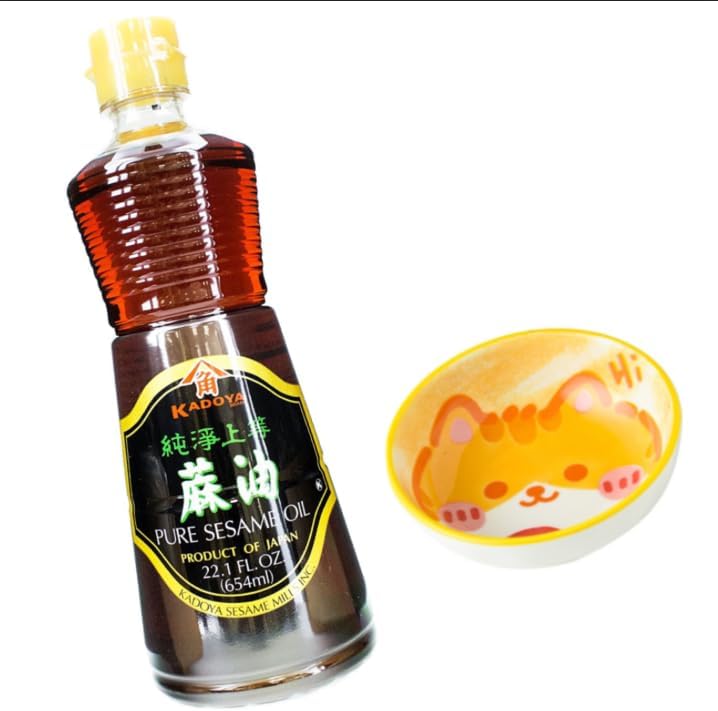 Sesame Oil Kadoya Pure 22 Fl Oz & Cute Meowsome Dipping