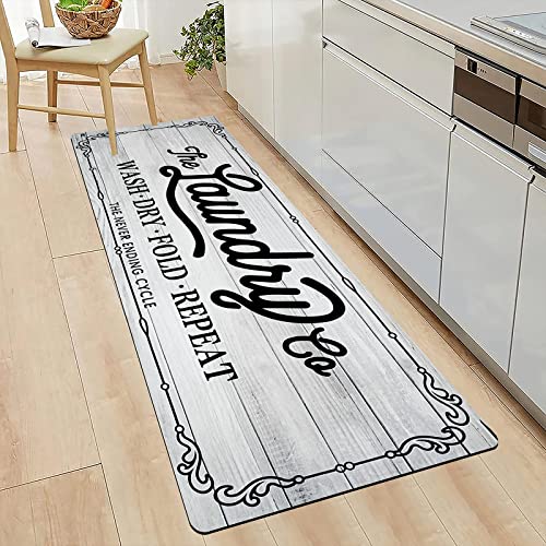 Image of Pauwer Laundry Room Rug Runner 20 inchx48 inch, Non Slip Waterproof Mat, Beige