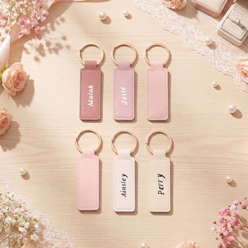 Image of Leather Key Fob Kit with Metal Rings, PU Leather Keychains Blank for Laser Engraving, DIY Craft Tools