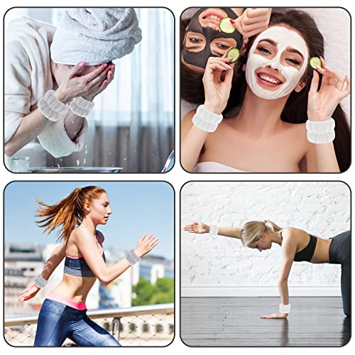 Abeillo 4 Stück Handgelenk Spa Waschband Mikrofaser Gesichtswasch Armbänder Korallen Saugfähiges Armband zum Waschen, Handgelenktücher für Waschen Gesicht und Dusche