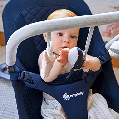 Image of Ergobaby Evolve Bouncer Toy Bar Accessory for Infant and Toddler Play, Compatible with Ergobaby Evolve Baby Bouncer, Ocean Animals Design - Ocean Wonders Light Grey