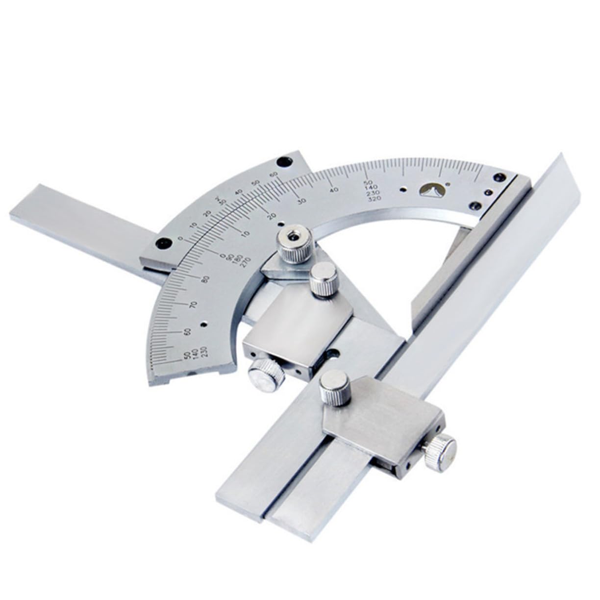 Gatuida Jauge d'angle à vernier avec réglage fin outil de mesure d'angle multifonction pour travail portable et antirouille