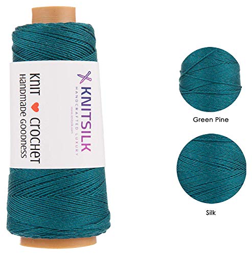 Knitsilk Pure Silk Viscose Blend Yarn In Cones - Knit, Crochet, Weave, Tatting, Jewelry, Crafts (8 Ply - 160 Yards, Pack Of 1) (Green Pine) #TOP4