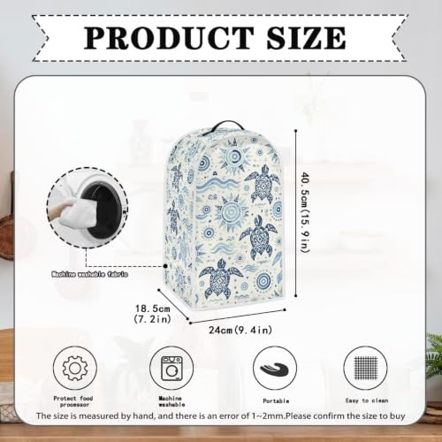 Image of Talayituse Bohemian Sea Turtle Print Blender Dust Cover, Fingerprint Protection Cover for Stand Mixer or Coffee Machine, Home Kitchen Appliance Covers for Stain Dust Resistant Supplies