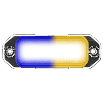 SpeedTech Lights Z-4 TIR 12W LED Strobe Light for Police Cars, Construction Trucks, Service Vehicles, Plows, Emergency Vehicles. Surface Mount Grille Flashing Hazard Beacon Light - Blue/Amber