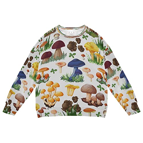 Mushroom Species Boy Girl Sweatshirt Toddler Crewneck Pullover Sweater Long Sleeve Fall Winter Clothes