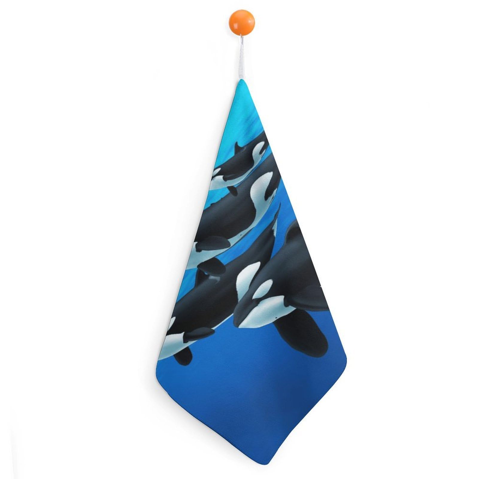 TXFBTRFSA Orca Killer Whale Hand Towels with Hanging Loop Kitchen Towel Handkerchiefs Cleaning Cloths