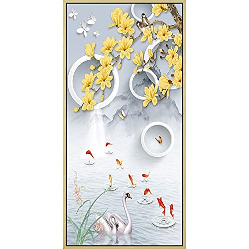 Diamond painting point de croix fleurs de magnolia, une idée de cadeau artisanal unique