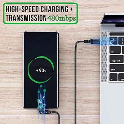 USB C to USB C Fast Charging Cable 6FT PD 60W with USB A Adapter 180 Rotating Nylon Braided Type-C Charger Cord, Fast Charge & Data Transfer, Compatible with iPhone 17/16/15, MacBook, iPad (6.6FT)