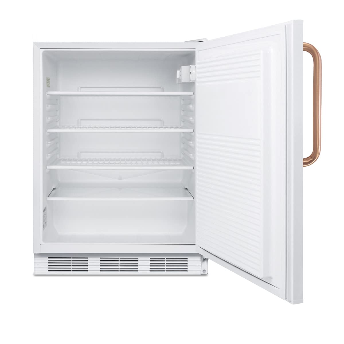 Accucold 24” Refrigerator, 5.5 Cu.Ft. Capacity, Undercounter, ADA Compliant, Commercial, Built-In, Copper Handle, White - Ff7lwbitbcada on Fridge.com - View 2
