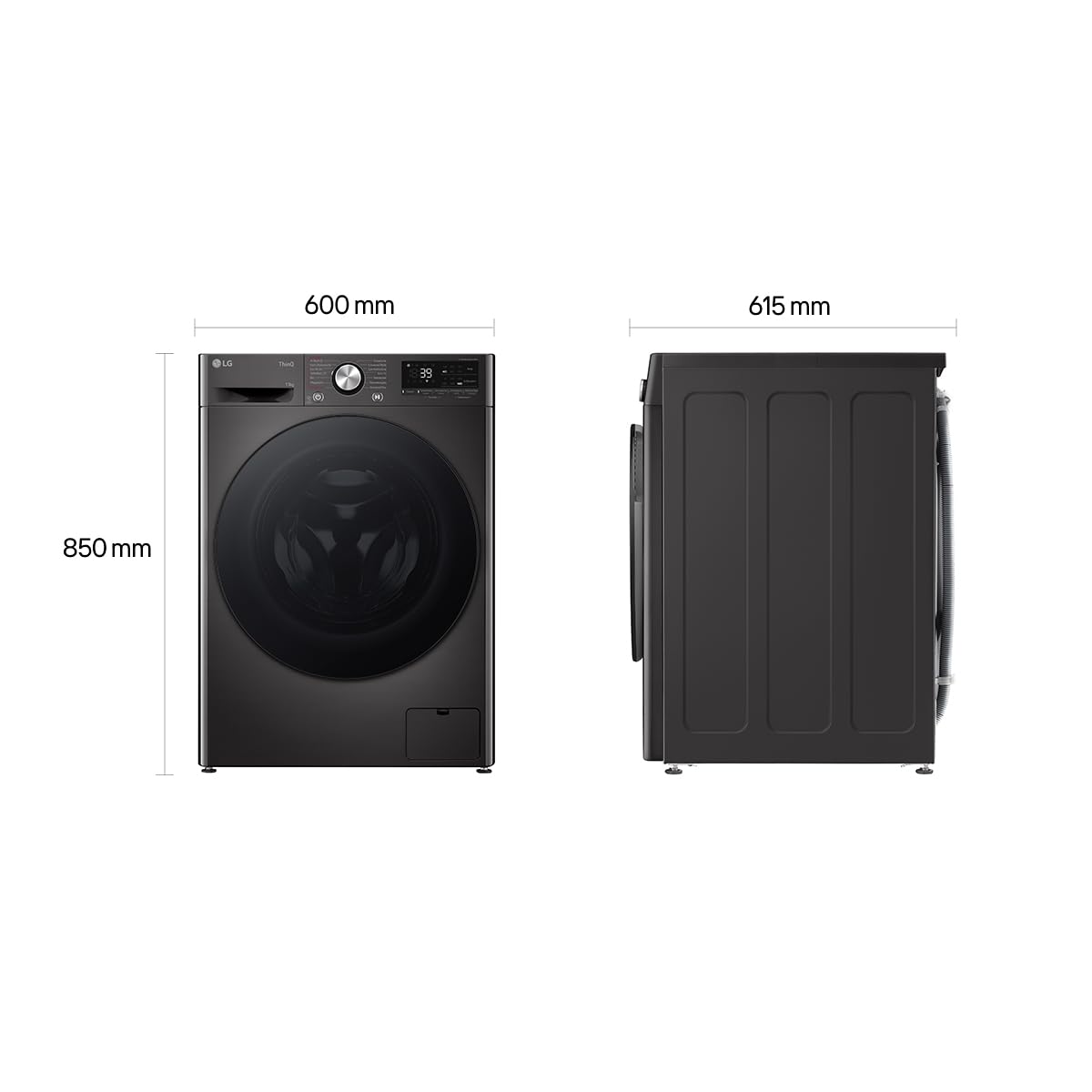 LG F4WR703YB Frontlader-Waschmaschine 13 kg 1400 U/min TurboWash 360 Allergy Care Steam Wi-Fi Digitales Touchdisplay Platinum Black