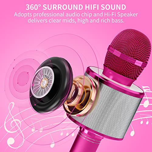 GIFTMIC Kids Microphone for Singing, Wireless Bluetooth Karaoke Microphone for Adults, Portable Handheld Karaoke Machine, Toys for Boys and Girls Gift for Birthday Party (Purple) - Thumbnail 4
