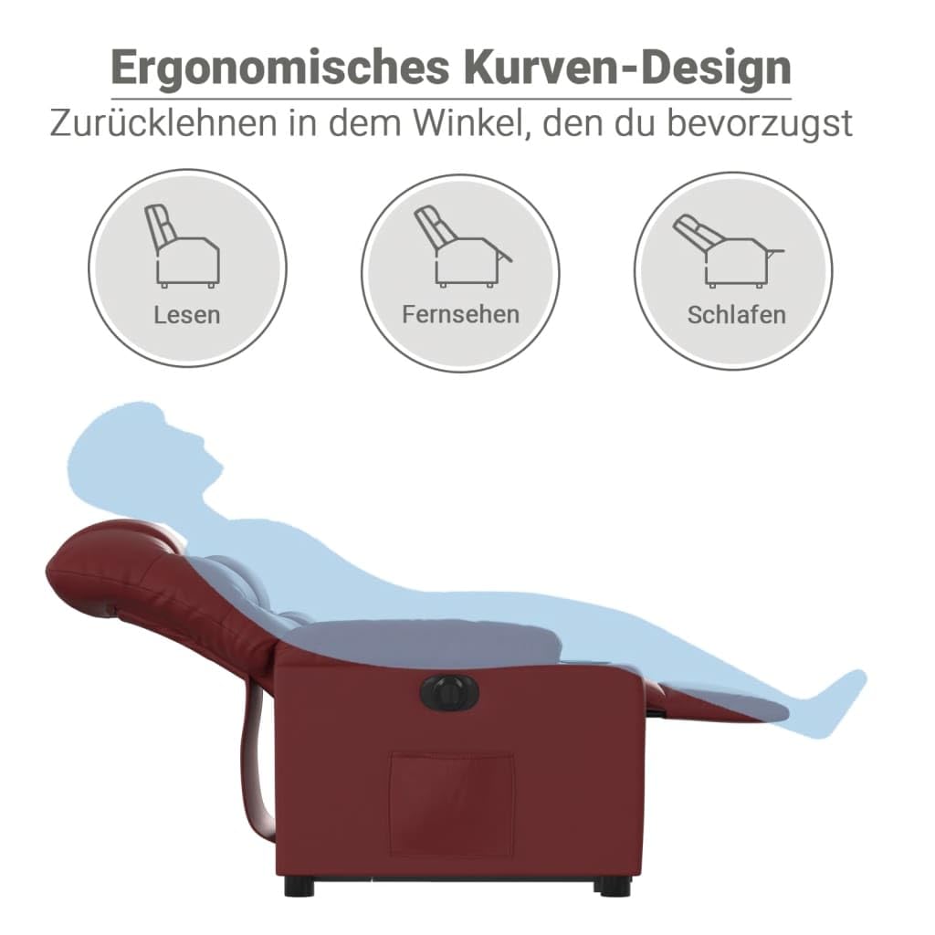 vidaXL Relaxsessel mit Aufstehhilfe Elektrisch Weinrot Kunstleder