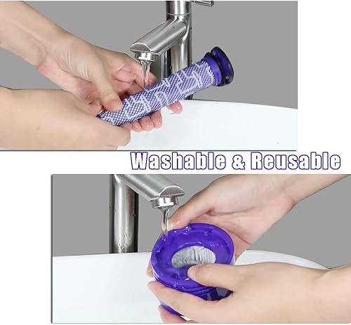 Miniatura 6 de EOHJAR Paquete de 6 filtros de vacío inalámbricos de repuesto para aspiradora Dyson V7V8, sustituye a la pieza # 965661-01 y 967478-01 (3 prefiltros