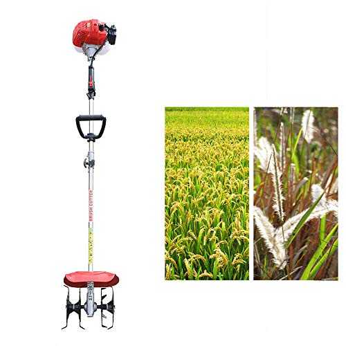 42.7cc 2 Stroke Gas Powered Garden Tiller and Cultivator Cordless&Long Pole Farm Yard Cultivating Tools Handheld Cultivator for Tilling Soil and Removing Weeds