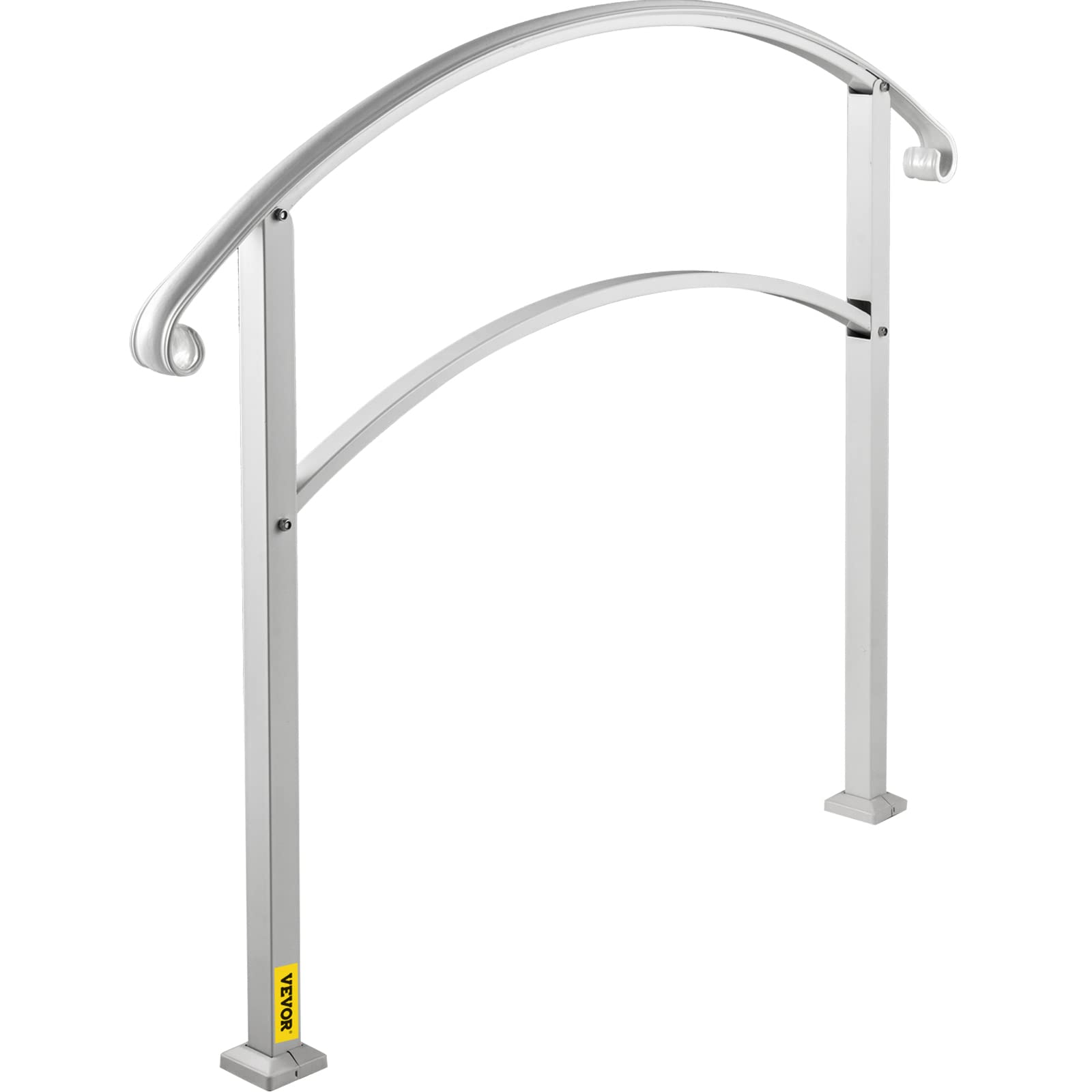 VEVOR Rampe d'Escalier pour 3 Marches Extérieures Main Courante Escalier en Fer Forgé Hauteur Maximale des Marches 52,5 cm Rampe Extérieur pour Porche, Marches en Béton, Brique, Jardin, Hôtel, Blanc