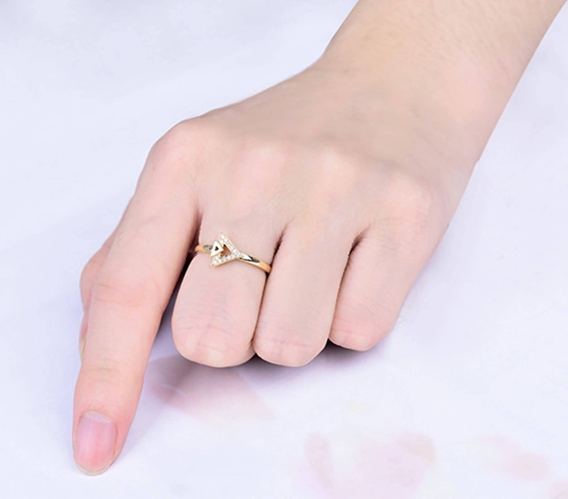 Bague Ado Fille Alliance Couple Bague Or Rose 750 Cadeau Amoureux Bague Triangle