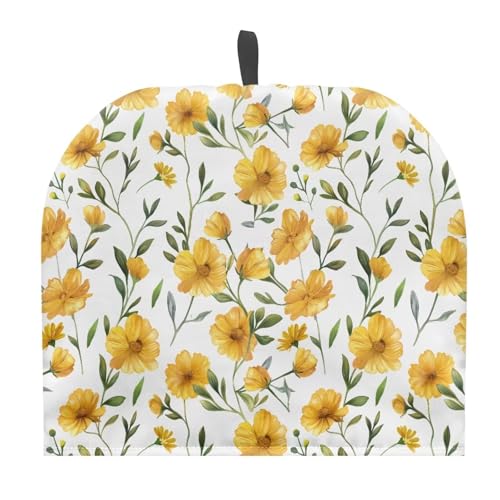 Qehuruxo Yellow Flowers Teapot Cozy Tea Warmer for Teapot Teapot Cover for Kitchen Home,Insulating Tea Cozy Decorative Tea Pot Portable Washable Tea Cozy