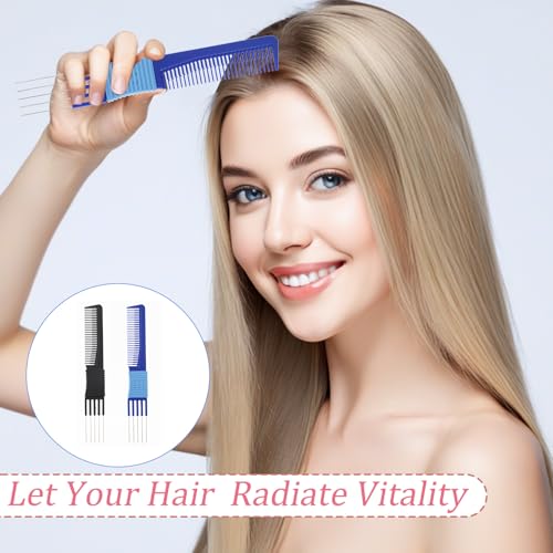 Peines metálicos para cabello rizado 2 piezas negro y azul miniatura 3