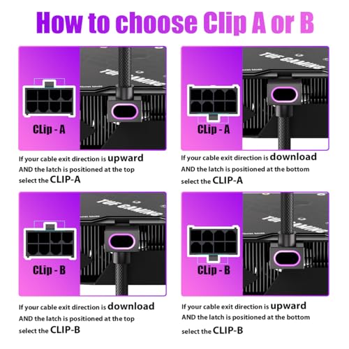 Image of 8PIN GPU Extension Cable, ARGB PC Cable with 5V 3Pin,18AWG 90 Right-Angle Design for Cleaner PC Builds,Male-to-Female Connectors Suitable for Various GPU and Power Supply.30CM(Black-GPU-Clip A)