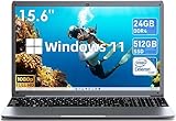 SGIN 15,6 Pulgadas Ordenador Portátil Windows 11, 24GB RAM 512GB SSD, Procesador Celeron N5095A PC Portátil con 2xUSB 3.0, 2.4/5.0G WiFi,...