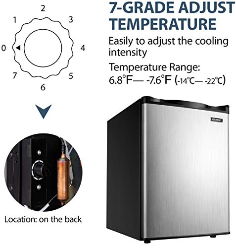 Euhomy Upright freezer, Energy Star 2.1 Cubic Feet,Compact Single Door mini freezer with Reversible Door,Adjustable Removable Shelves ，Freezer for Basement/Home/Apartment/Office (Silver) - Thumbnail 7