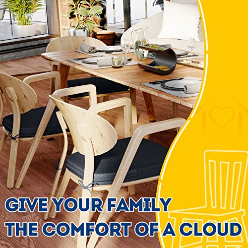 Image of AAAAAcessories D-Shaped Chair Cushions, 2 inch Thick Dining Chair Pads with Ties and Removable, Machine-Washable Cover, 17 inch x 16 inch, Set of 4, Charcoal Gray