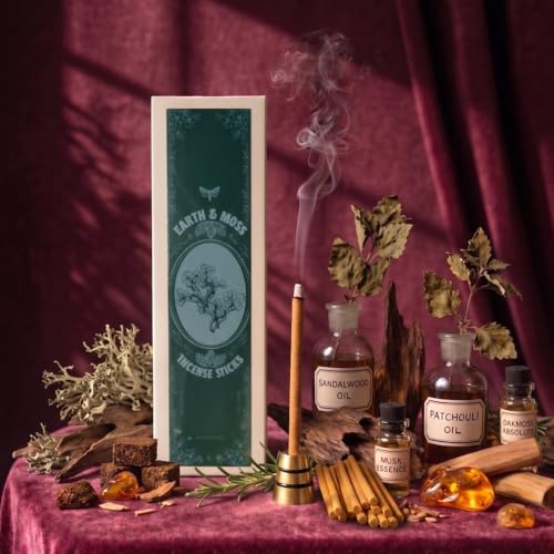 Image of Dhoop Sticks | Refill Pack of 40 Bamboo-Free Compressed Incense for Home & Meditation | Pooja & Rituals (Earth & Moss)