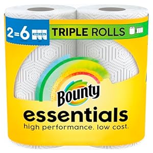 Bounty Essentials Select-A-Size Paper Towels, White, 2 Triple Rolls = 6 Regular Rolls