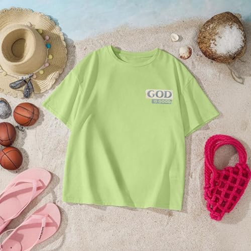 Image of KEEVICI Boys God is Good Shirt Christian Faith Shirts for Kids Jesus Beach Palm Tree Hawaiian Tshirt Graphic Tees Cotton Tops