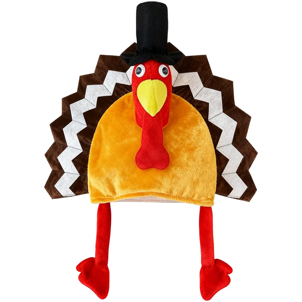 Ram® Turkey Hat Adult Fancy Dress Christmas Xmas Thanksgiving Turkey Hat, Red - Image 3