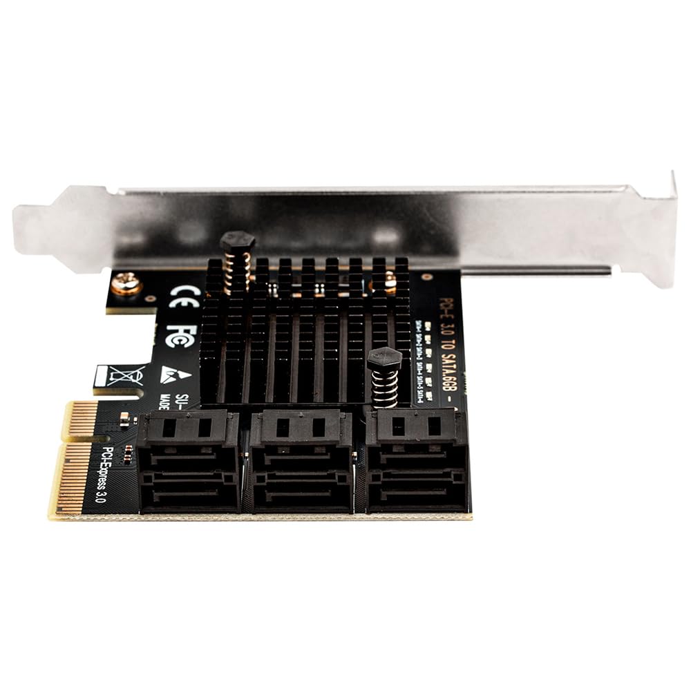 Adattatore PCIE a SATA, scheda di espansione PCIe 3.0 x2 a 6 porte con ASM1166 per aggiornamento di archiviazione desktop, server domestico, libreria multimediale, PC di backup e workstation