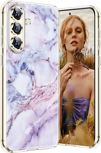 Coque Samsung Galaxy A35 5G marbre violet en silicone transparent TPU fin antichoc