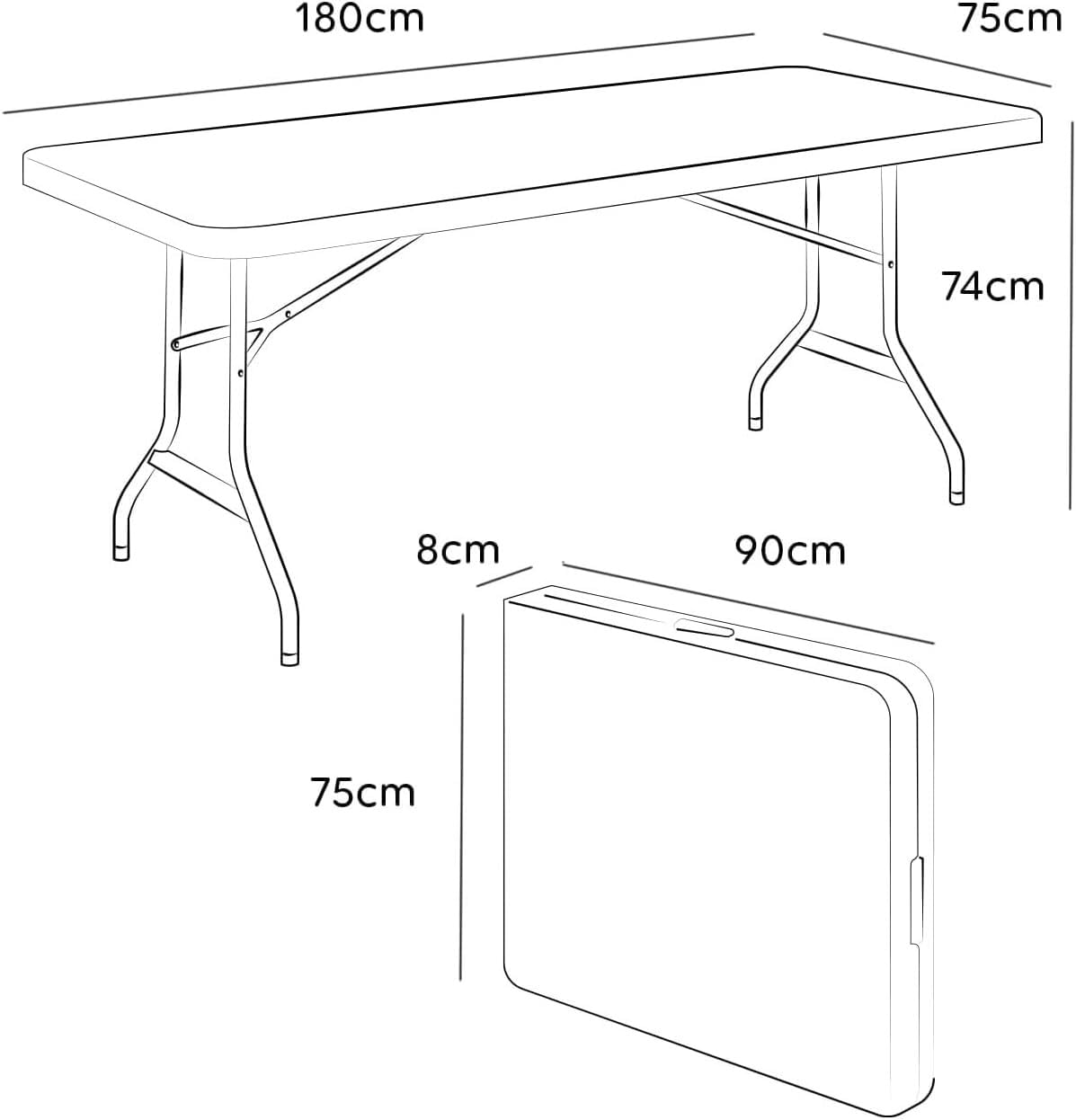 Avilia Tavolo Pieghevole Portatile da Campeggio - Richiudibile, Sistema di Blocco Sicurezza, Capacità 6 Persone, Colore Noce, 180x75x74cm
