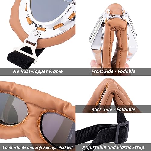 Image of Peicees Vintage Helmet Goggles Motorcycle Goggles Bike Motorcross Pilot Goggle