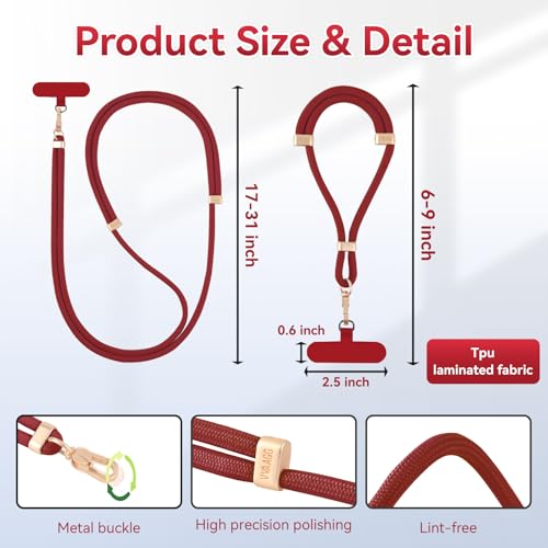 Image of VVAAGG Cell Phone Lanyard for iPhone: Crossbody Phone Strap Adjustable Neck Wrist Strap Anti Theft Long Lanyard Travel Essential for Women Most iPhone and Android Smartphones