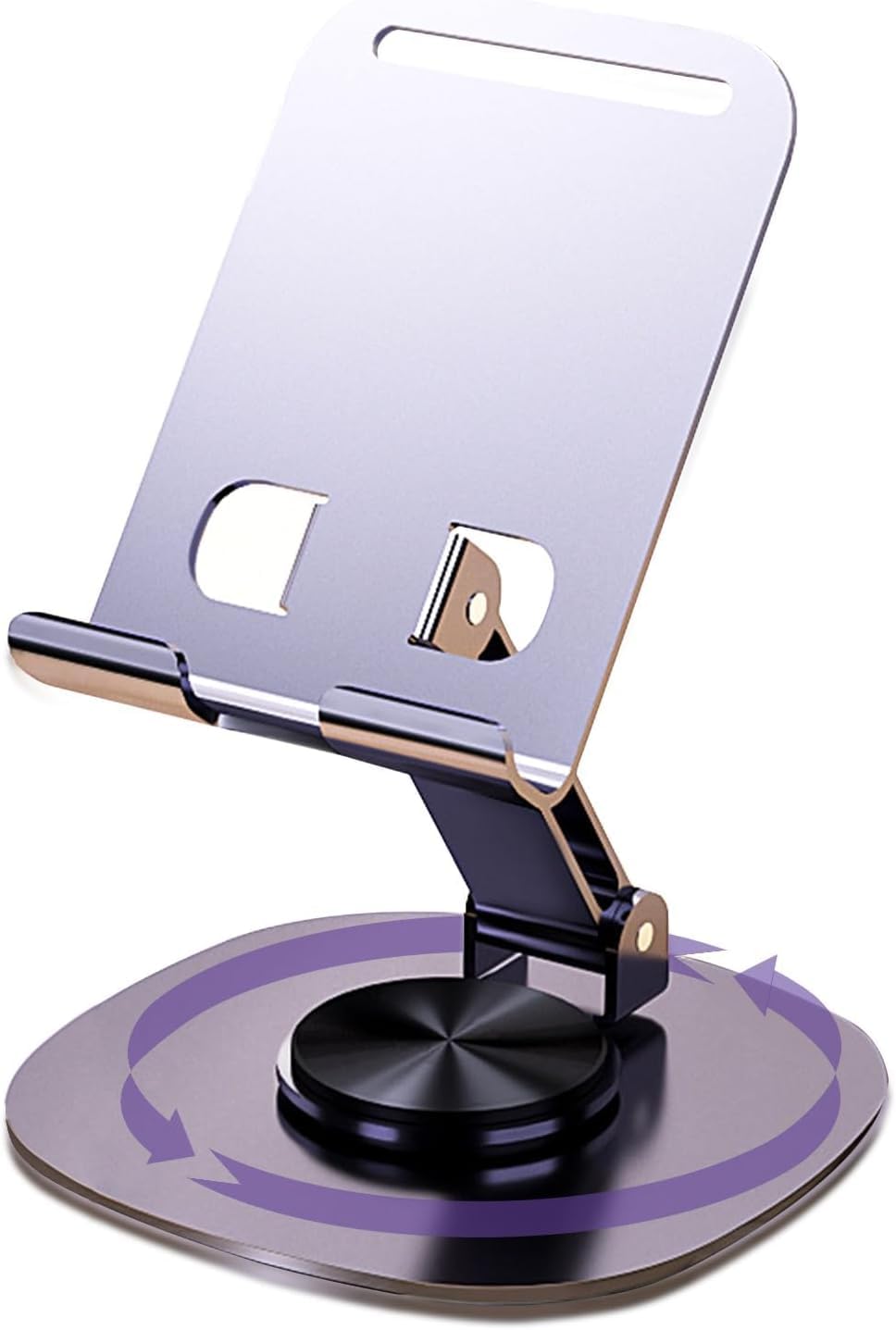 EDNITA Phone Holder for Desk 360°Rotating, Portable & Foldable Cell Phone Stand for Office & Kitchen, Adjustable Tablet Stand for All Mobile Phones, iPhone, iPad, Smartphone (Metal Silver)-picture-20