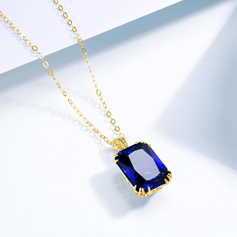 Colgante de Piedra Azul Mujer 14k Oro Astilla Collar Zafiro Joyas Colgantes Piedras Preciosas