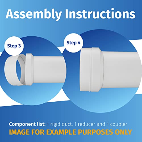 Fantronix Reduzierstück, rund, 150 mm auf 125 mm, Rohr-Reduzieradapter für Abluftventilatoren, Dunstabzugshaube und Lüftungsgeräte