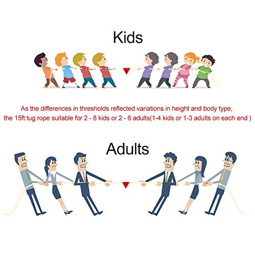 X Xben Tug Of War Rope With Flag For Kids, Teens And Adults, Soft Polypropylene Rope Games For Team Building Activities, Family Reunion, Birthday Party-15 Ft,55 Ft,110 Ft (White, 15 Feet) #TOP4