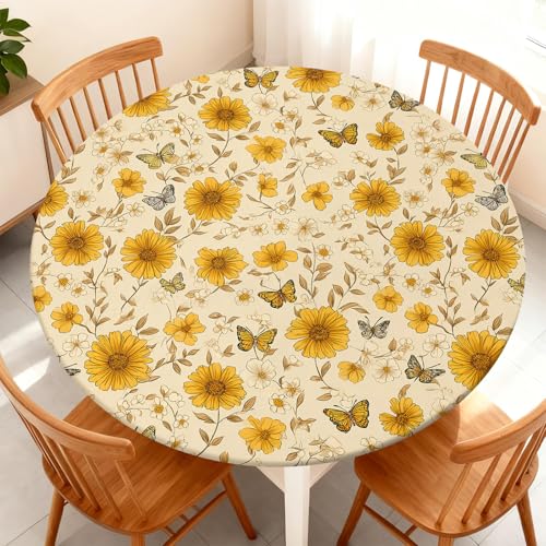 ARTSGOO Round Fitted Tablecloth with Elastic Edge Fits 61"-65" Round Tables by ARTSGOO - Used condition - US$21.89